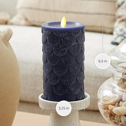 Luminara Embossed Fish Scale Flameless LED Candle, Battery Operated with Timer (Like New)