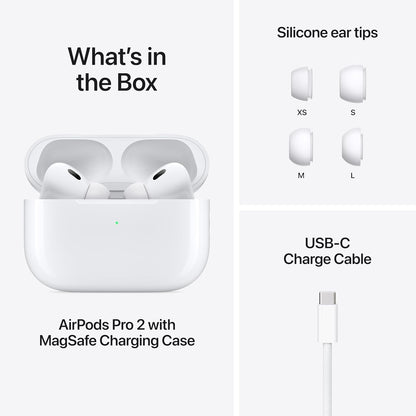 Apple MTJV3LL/A AirPods Pro 2 Waterproof Wireless Earbuds w/ ANC, 24 ohm - White (Like New)