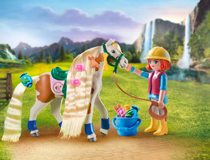 Playmobil Horses Waterfall Ellie & Pinto Animal Toy Playset for Toddler - 33 pcs (Like New)