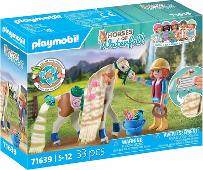 Playmobil Horses Waterfall Ellie & Pinto Animal Toy Playset for Toddler - 33 pcs (Like New)