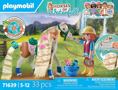 Playmobil Horses Waterfall Ellie & Pinto Animal Toy Playset for Toddler - 33 pcs (Like New)