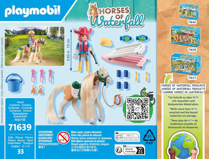 Playmobil Horses Waterfall Ellie & Pinto Animal Toy Playset for Toddler - 33 pcs (Like New)
