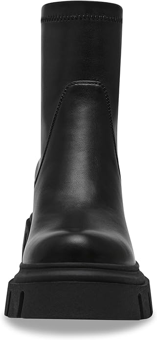 Steve Madden Womens Sleek Vegan Leather Boomba Ankle Boot, Synthetic Rubber Sole (Like New)