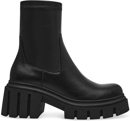 Steve Madden Womens Sleek Vegan Leather Boomba Ankle Boot, Synthetic Rubber Sole (Like New)