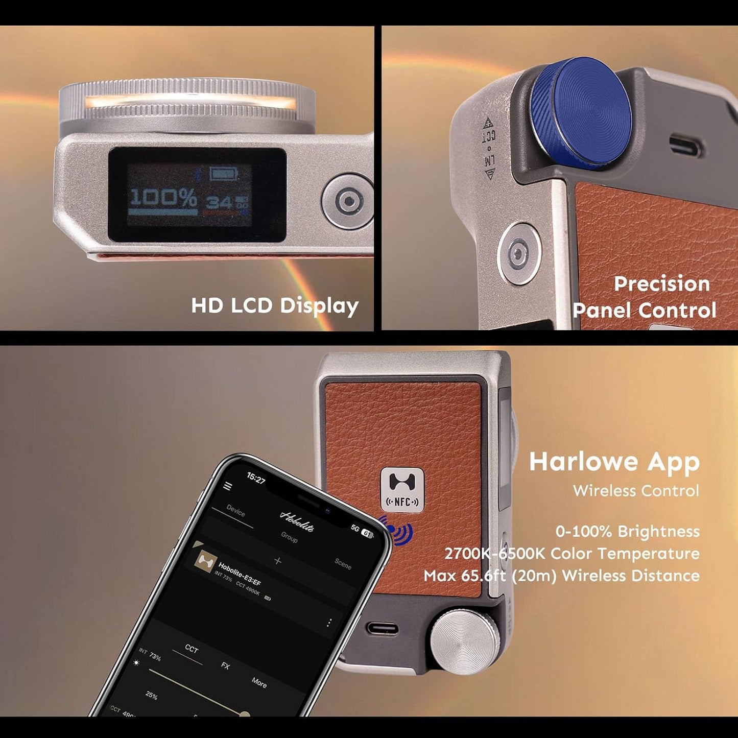 HOBOLITE Iris LED Photography Light Standard Kit with LCD Display - App Control (Like New)