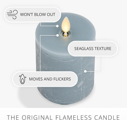 Luminara Seaglass Moving Flame Rechargeable Flameless Indoor LED Candle, Type-C (Like New)