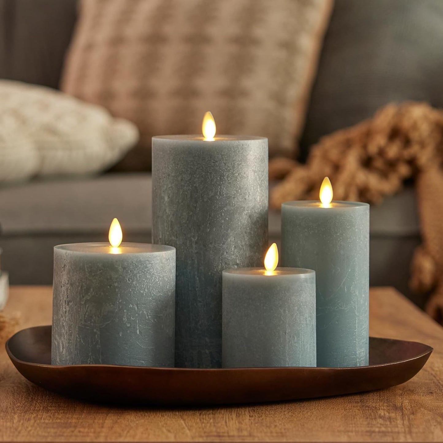 Luminara Seaglass Moving Flame Rechargeable Flameless Indoor LED Candle, Type-C (Like New)