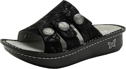 Alegria Women Slip On Julee Triple Adjustable Leather Platform Slide Sandal (Used, No Retail Box)
