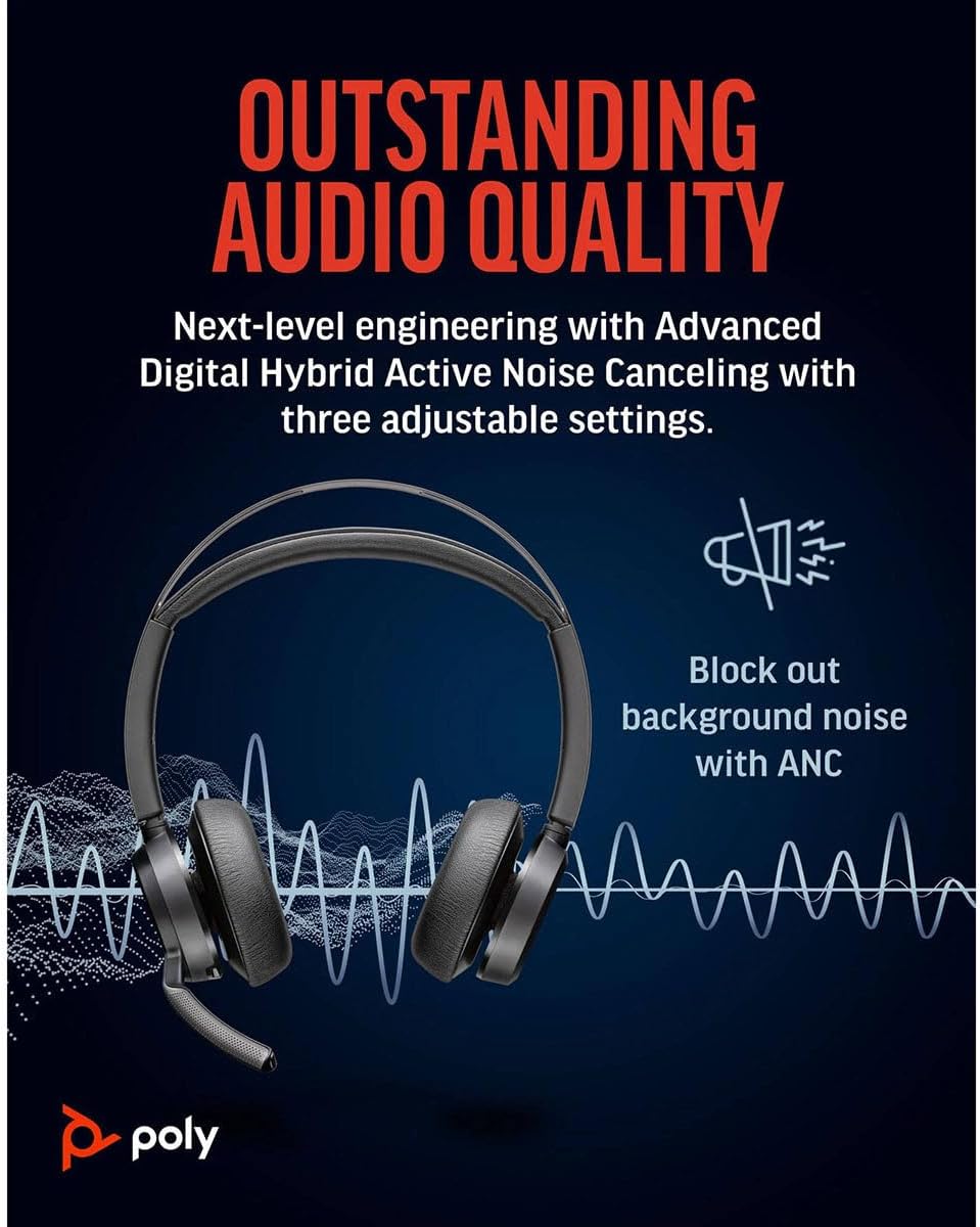 Poly Voyager Focus 2 Over-Ear Headset w/ ANC System for PC, Mobile Phone - Black (New)