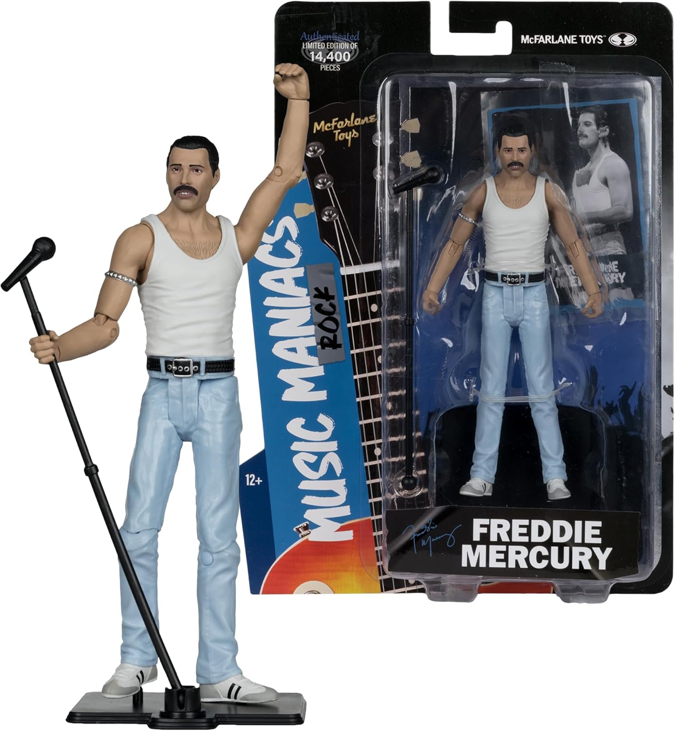 McFarlane Toys Music Maniacs Rock Freddie Mercury 6in Action Figure - 14+ Years (New, Damaged Retail Box)