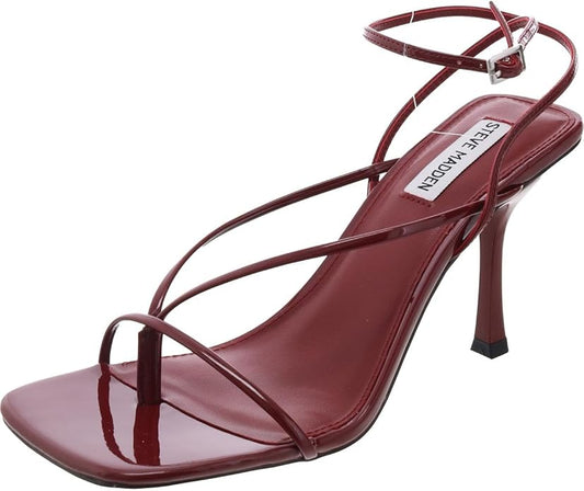 Steve Madden Women's Annie Heeled Sandal, Rubber Sole, Size 8.5 - Wine Patent (Like New)