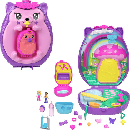 Polly Pocket 2-in-1 Fantasy Travel Toy w/ 2 Micro Dolls & 16 Accessories, 20 pcs (Like New)