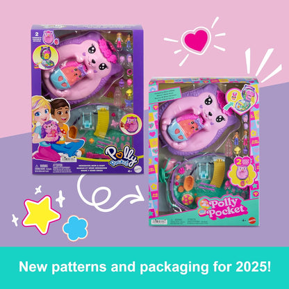 Polly Pocket 2-in-1 Fantasy Travel Toy w/ 2 Micro Dolls & 16 Accessories, 20 pcs (Like New)