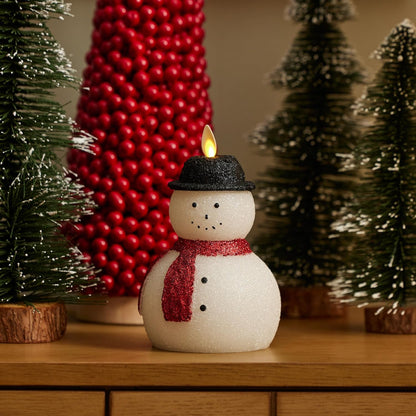 Luminara Flameless Snowman Figural Candle for Christmas Decor - 3.8"x6", White (Like New)