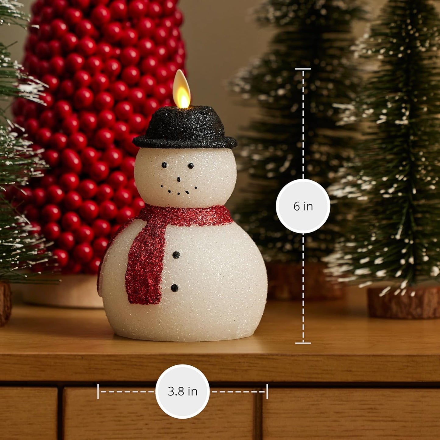 Luminara Flameless Snowman Figural Candle for Christmas Decor - 3.8"x6", White (Like New)