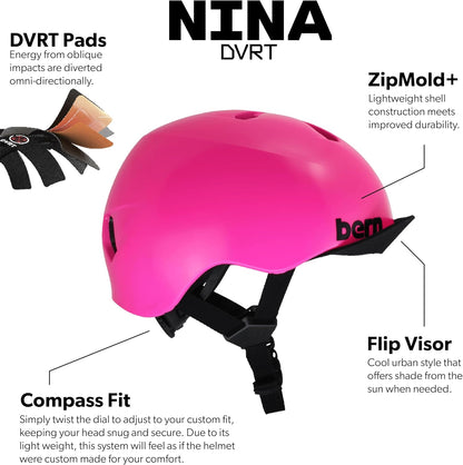 BERN Nina Lightweight Bike Helmet for 3-12 Age Kids, CPSC Safety Certified (New)