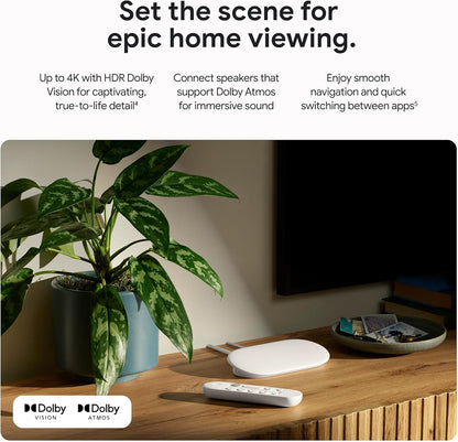 Google TV Streamer 4K Smart Home Control Voice Search Remote, 32 GB - Porcelain (Like New)