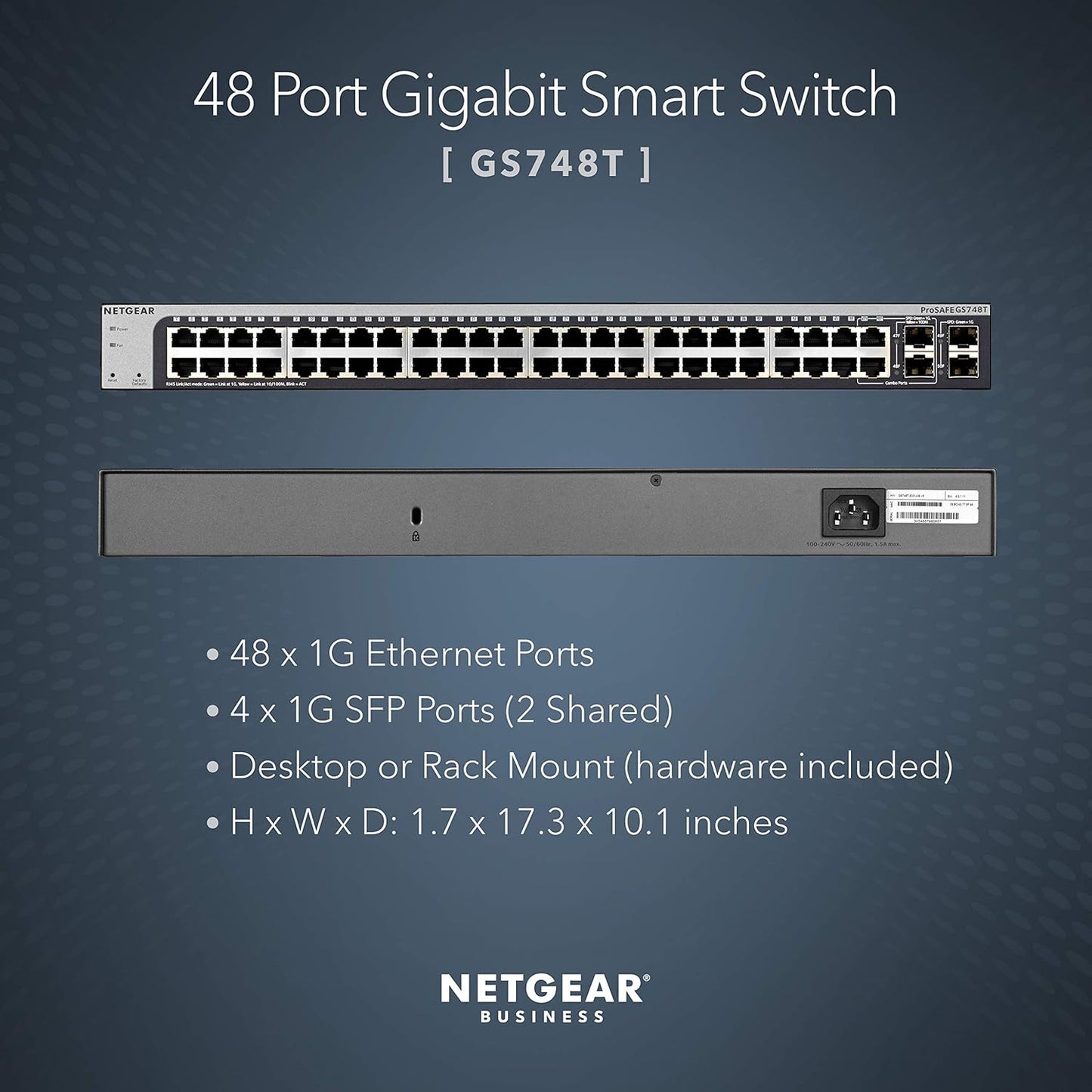 Netgear 48-Port Gigabit Ethernet Smart Managed Switch with 2 x 1G SFP and Combo (Used)