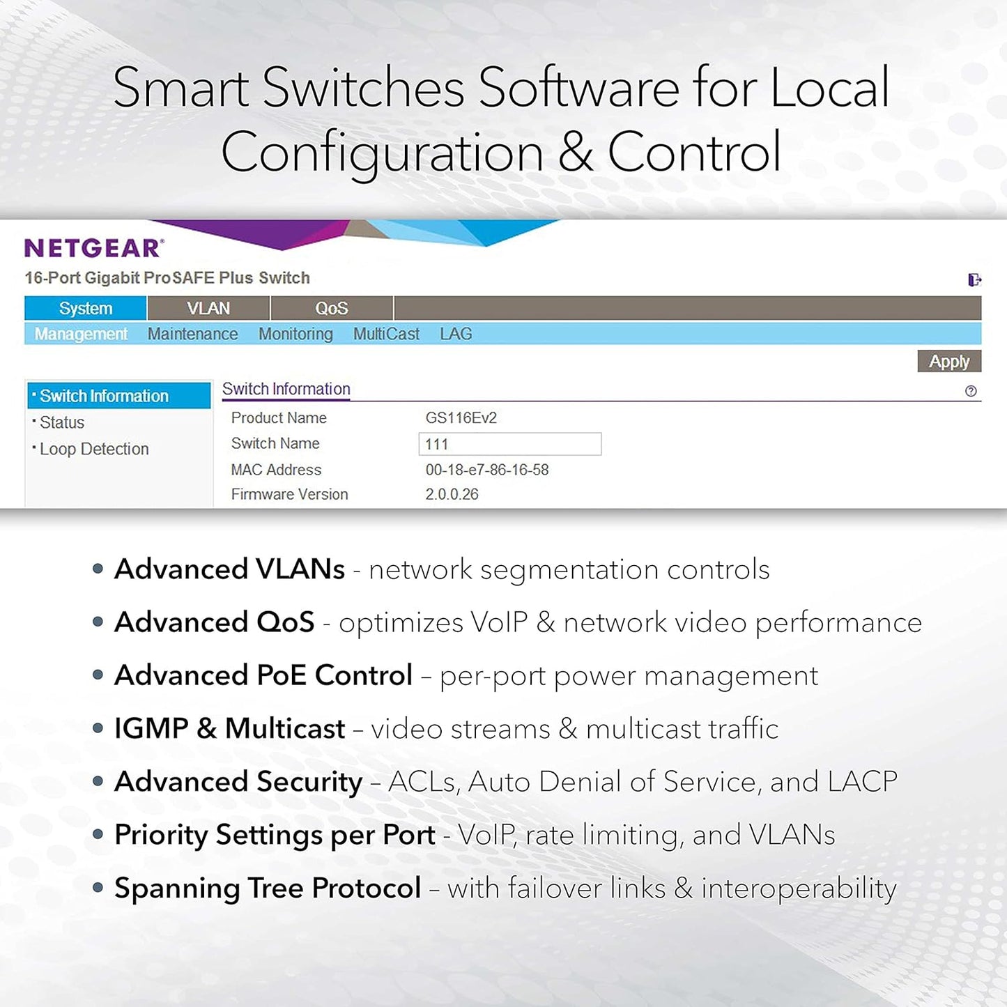 NETGEAR 24-Port Gigabit Ethernet Smart Switch for Desktop/Rackmount, 240-V, Gray (Like New)