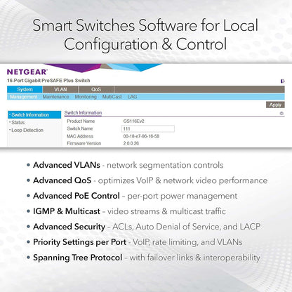 NETGEAR 24-Port Gigabit Ethernet Smart Switch for Desktop/Rackmount, 240-V, Gray (Like New)