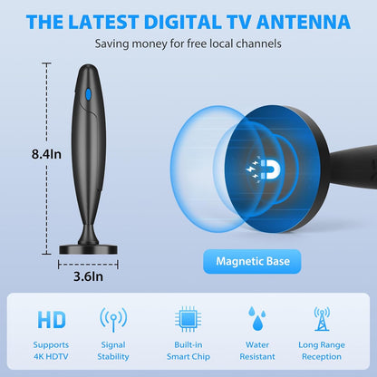 Qtbvae 300 Channels Long Range Reception HD Digital Antenna for Smart TV - Black (Like New)