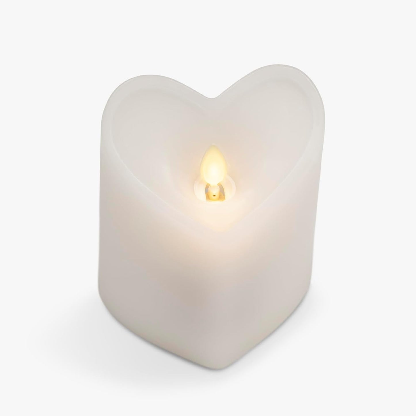 Luminara White Heart Shaped Pillar Candle, Flickering Real-Flame Technology (Like New)