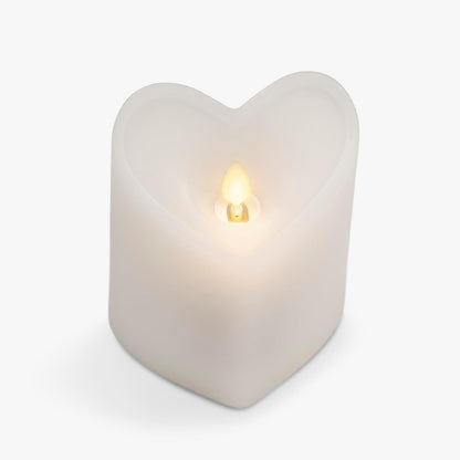 Luminara White Heart Shaped Pillar Candle, Flickering Real-Flame Technology (Like New)