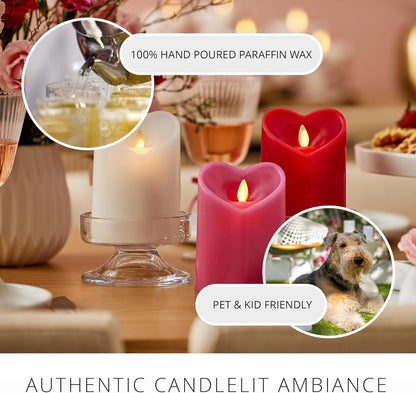 Luminara White Heart Shaped Pillar Candle, Flickering Real-Flame Technology (Like New)