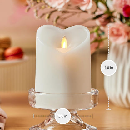 Luminara White Heart Shaped Pillar Candle, Flickering Real-Flame Technology (Like New)
