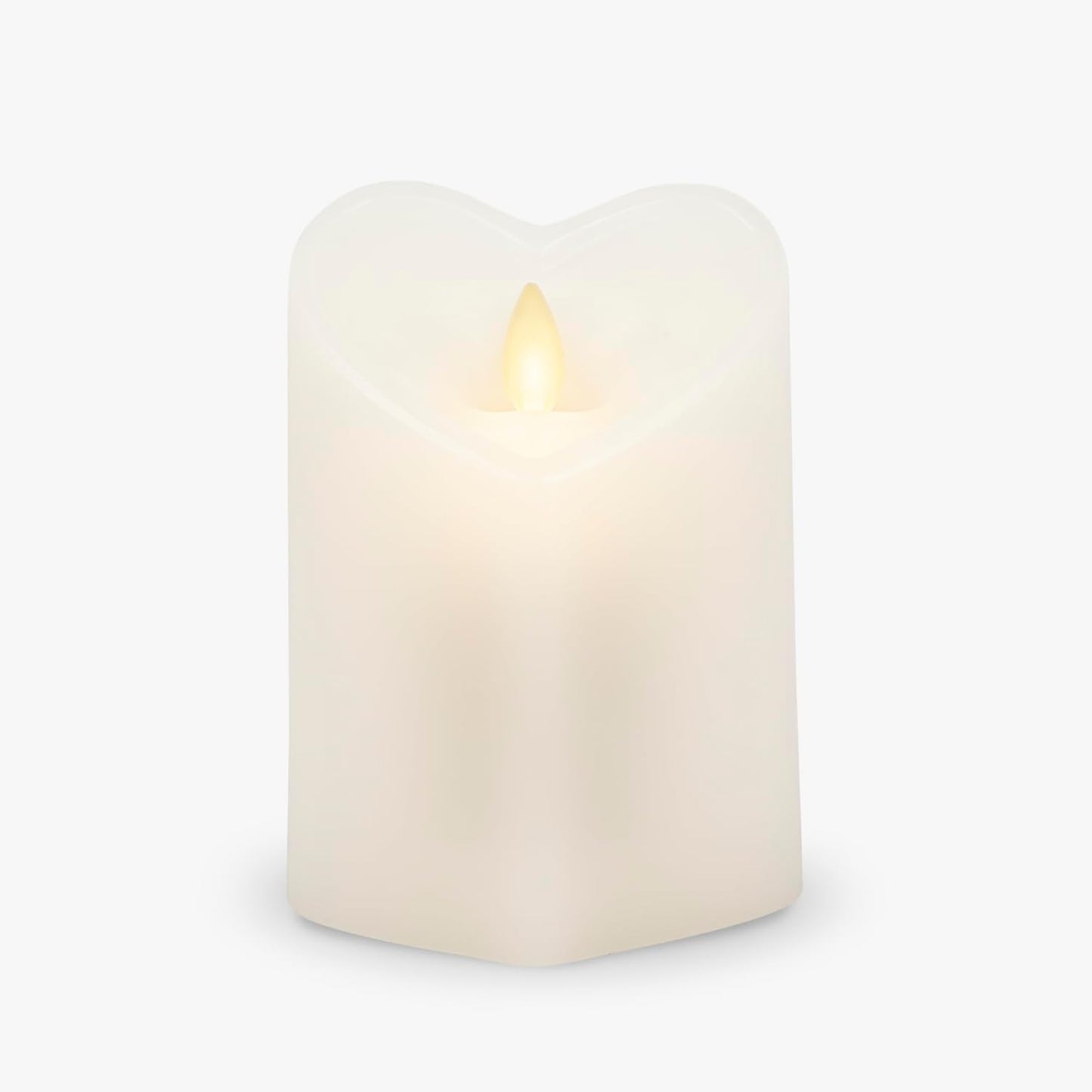Luminara White Heart Shaped Pillar Candle, Flickering Real-Flame Technology (Like New)