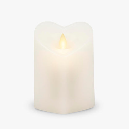 Luminara White Heart Shaped Pillar Candle, Flickering Real-Flame Technology (Like New)