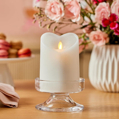 Luminara White Heart Shaped Pillar Candle, Flickering Real-Flame Technology (Like New)