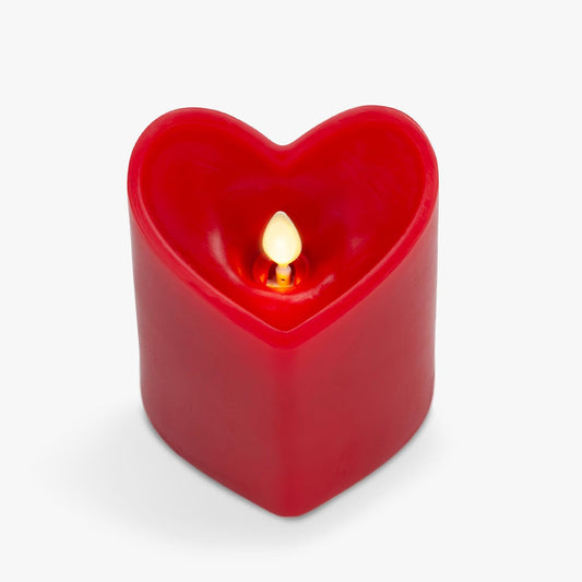 Luminara True Red Heart Shaped Flickering Pillar Candle, Battery Operated (Used)