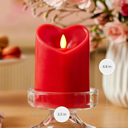 Luminara True Red Heart Shaped Flickering Pillar Candle, Battery Operated (Used)