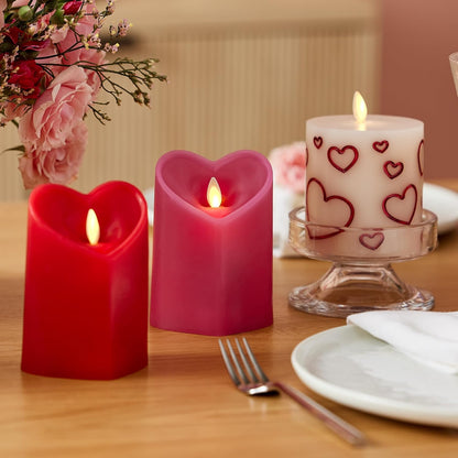 Luminara True Red Heart Shaped Flickering Pillar Candle, Battery Operated (Used)