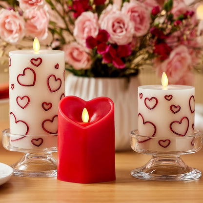 Luminara True Red Heart Shaped Flickering Pillar Candle, Battery Operated (Used)