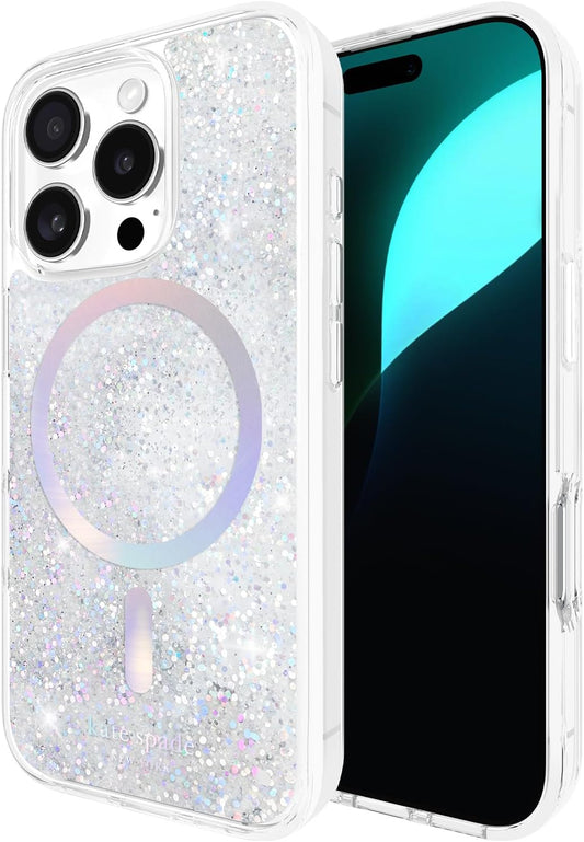 Kate Spade Magsafe Adults Case For Iphone 16 Pro, Liquid Glitter Iridescent (Like New)