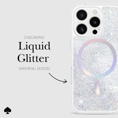 Kate Spade Magsafe Adults Case For Iphone 16 Pro, Liquid Glitter Iridescent (Like New)