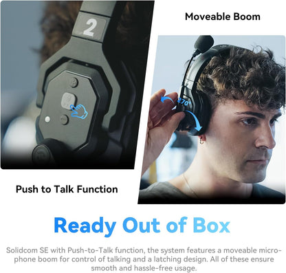 Hollyview Full Duplex ENC Noise Cancellation Wireless Intercom Headset System (Like New)