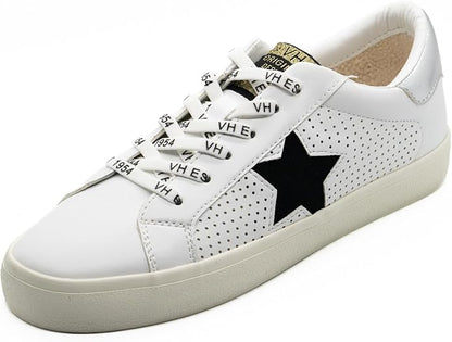 VINTAGE HAVANA Womens Gadol Perforated Casual Sneakers Shoes, Gold & White - 6.5 (Like New)