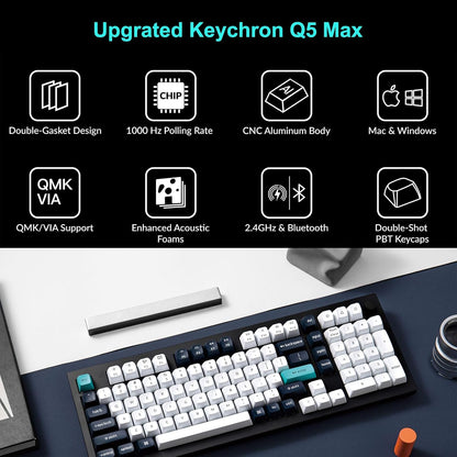Keychron Q5 Max QMK/VIA Programmable Wireless Metal Custom Mechanical Keyboard (Used)