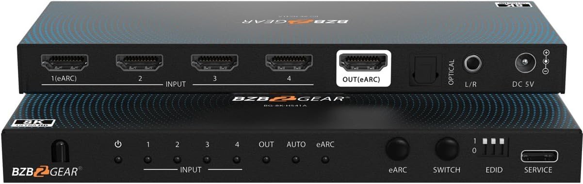 BZB Gear BG-8K-HS41A 8K UHD HDMI 2.1 Switcher with Audio De-Embedding, 48 Gbps (Like New)