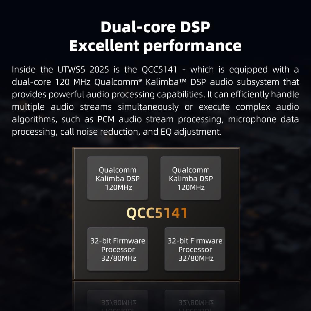 FiiO UTWS5 2025 True Wireless Bluetooth Earbuds Hook & Headphone Amp, 0.78 2pins (Used)