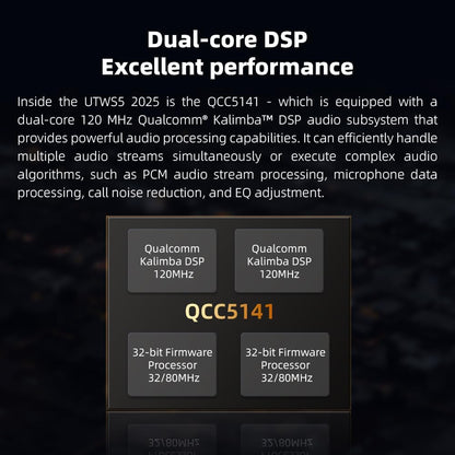 FiiO UTWS5 2025 True Wireless Bluetooth Earbuds Hook & Headphone Amp, 0.78 2pins (Used)