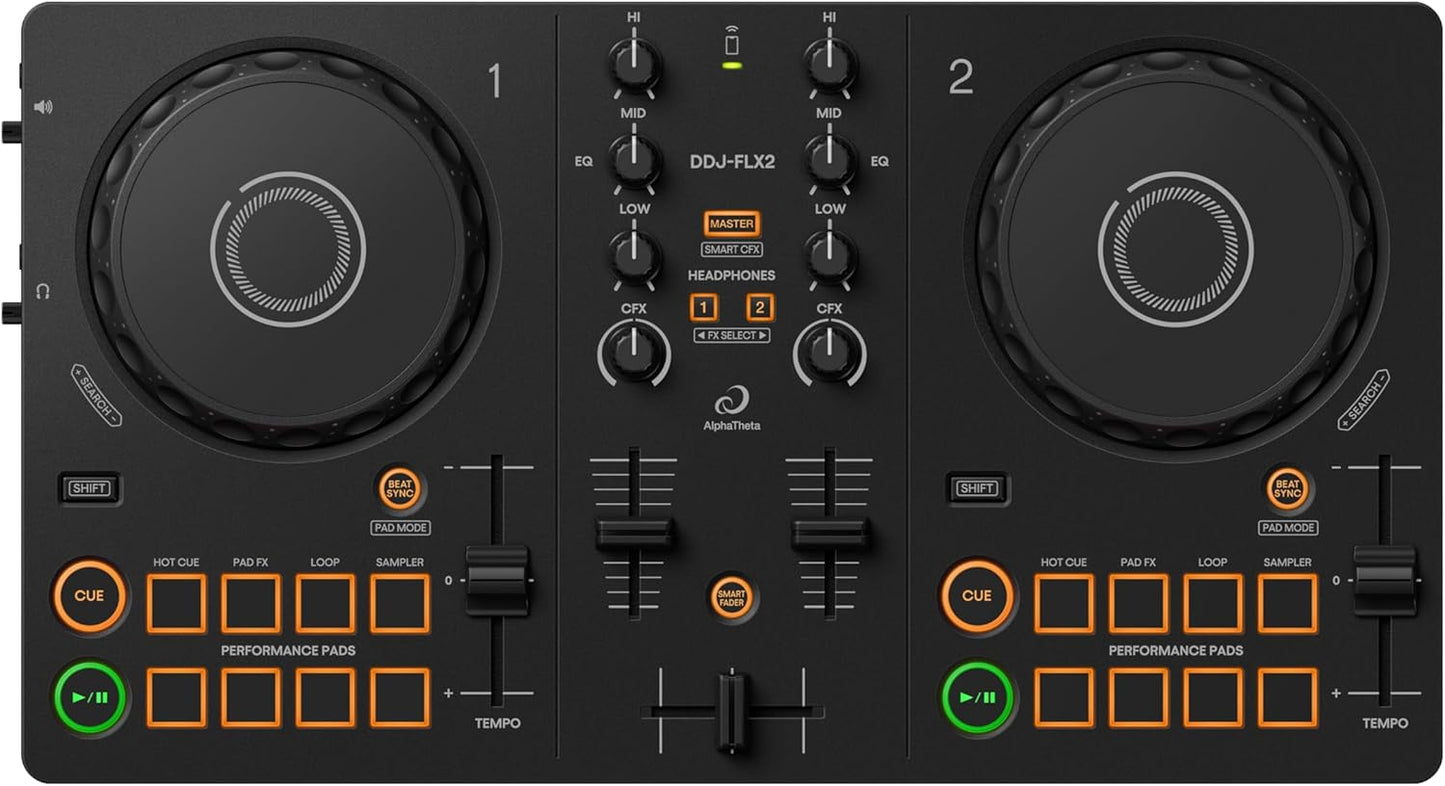 AlphaTheta Pioneer DDJ-FLX2 Corded Electric USB DJ Controller, 2-Channels, Black (Used)