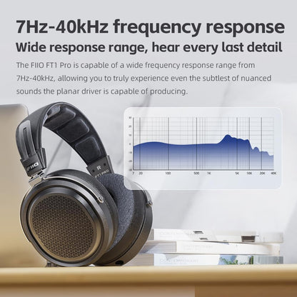 FiiO FT1 Pro Open-Back Planar Magnetic Wired Headphones for Home/Studio, Black (Like New)