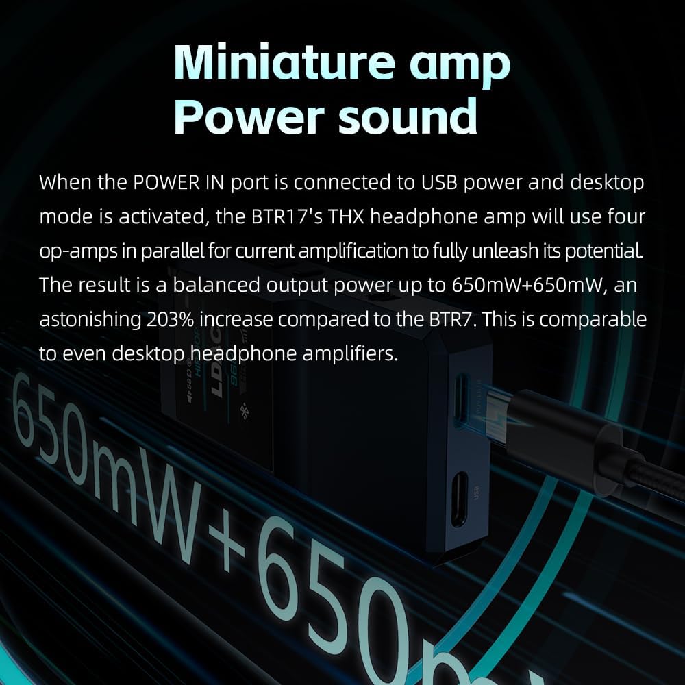 FiiO BTR17 Bluetooth 5.4 USB DAC AMP with LDAC, aptX Lossles, 10-Band PEQ - Blue (Used)