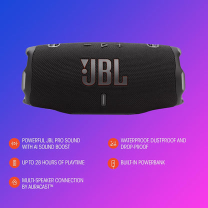 JBL Charge 6 Portable Waterproof & Drop-Proof Bluetooth Speaker, 28Hrs Powerbank (Like New)