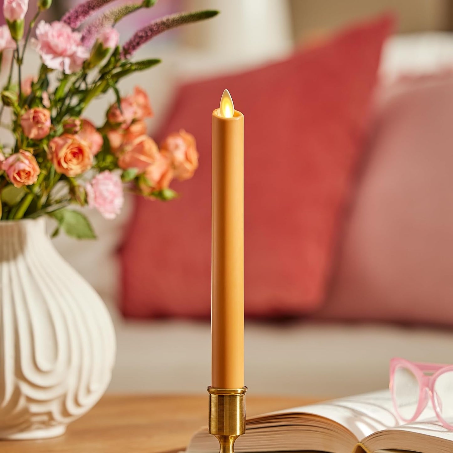 Luminara Flameless Battery Operated Taper LED Candle for Decor - Sunlit Honey (Used)