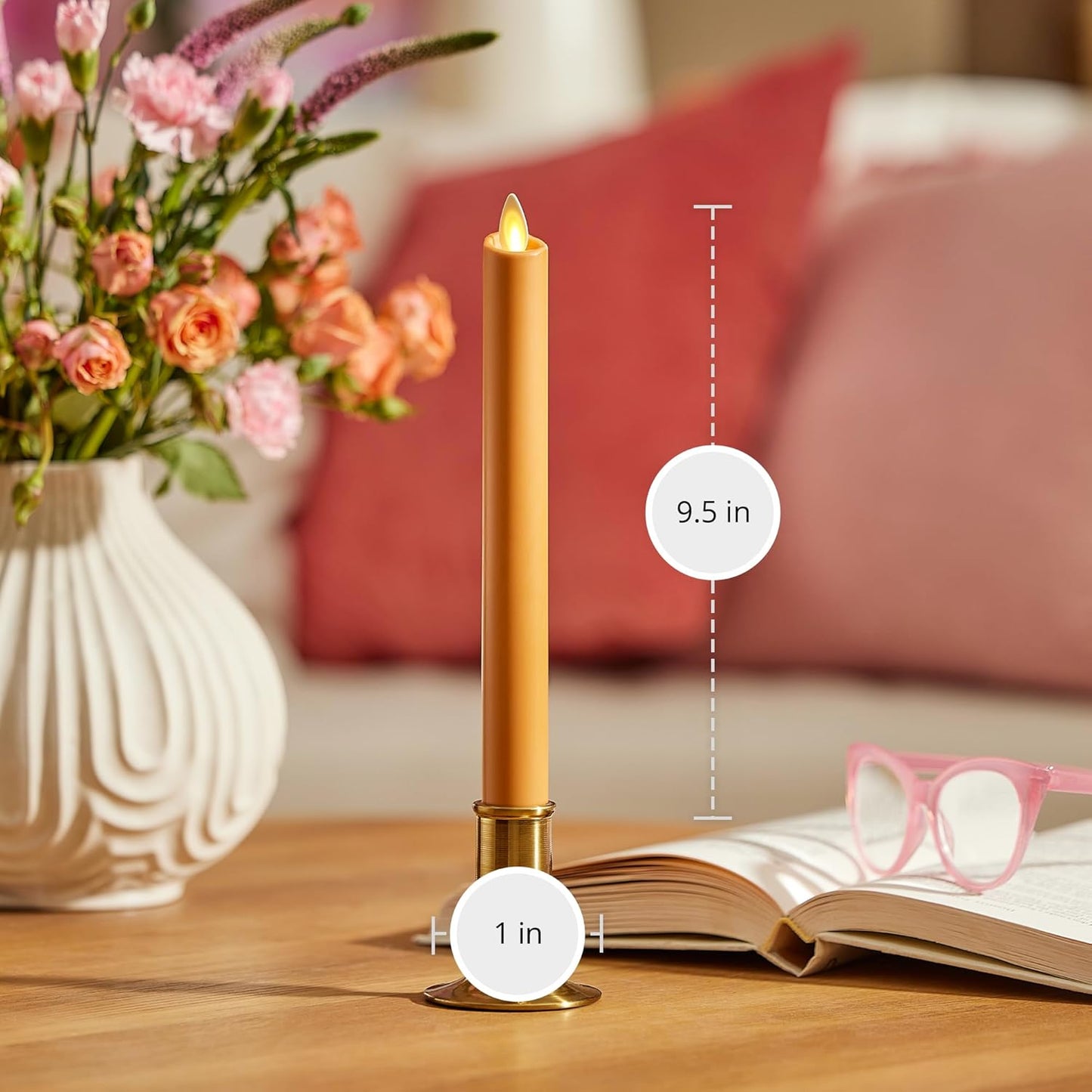 Luminara Flameless Battery Operated Taper LED Candle for Decor - Sunlit Honey (Used)